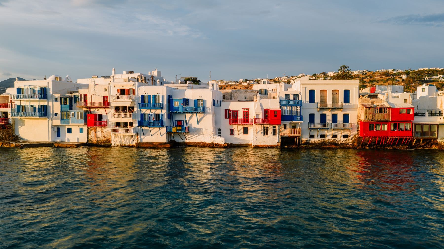 Little Venice at golden hour, Mykonos