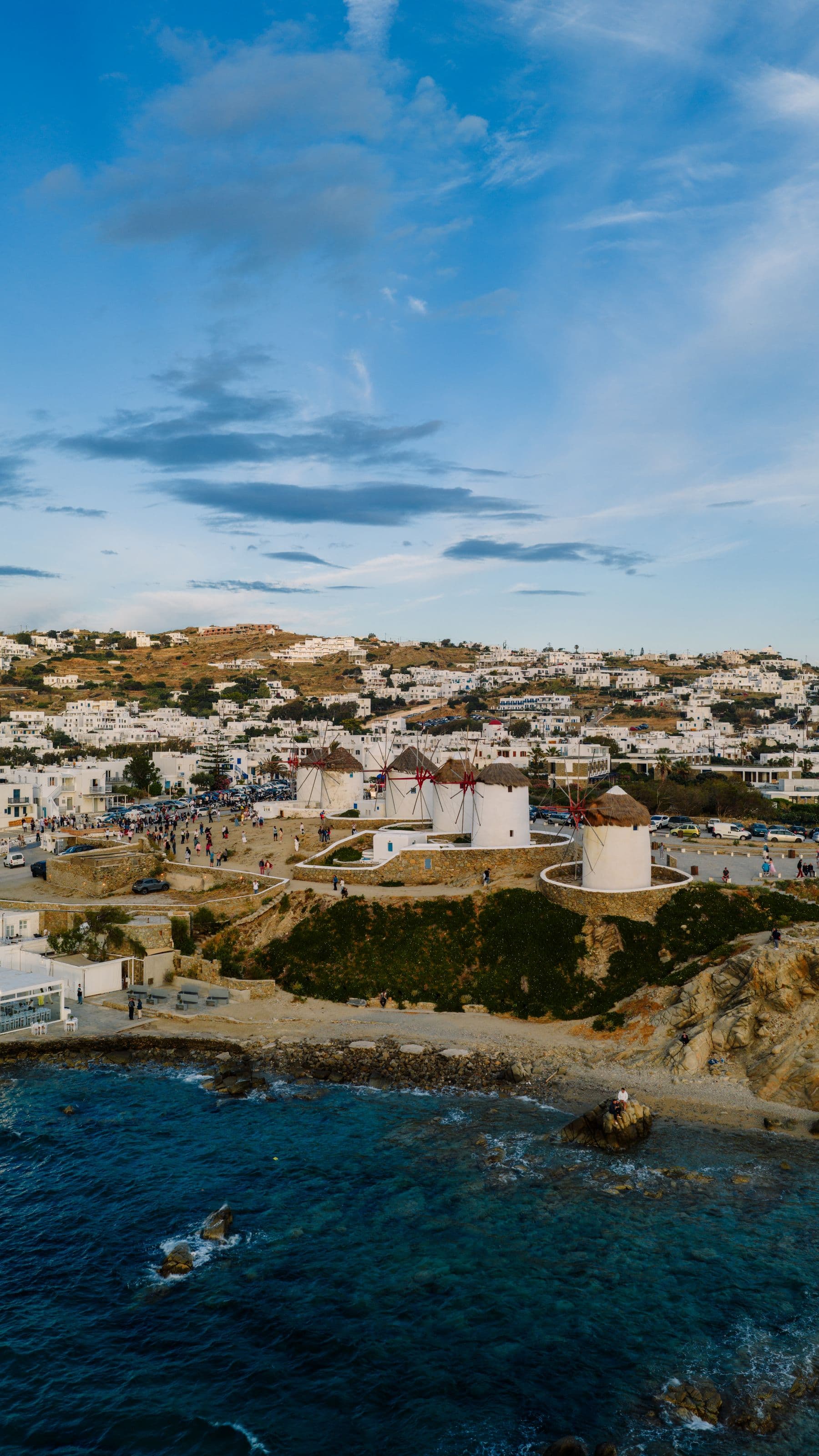 The windmills of Kato Mili above Chora, Mykonos