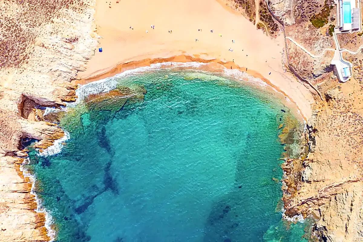 The quiet bay of Fokos on the north coast of Mykonos